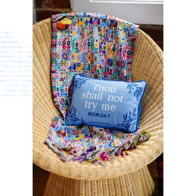 Try Me Needlepoint Pillow, Blue & White - Decorative Pillows - 4