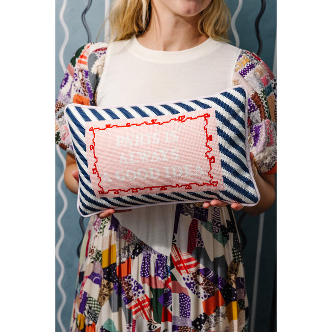 Paris Needlepoint Pillow, Ivory, Black, White - Decorative Pillows - 4