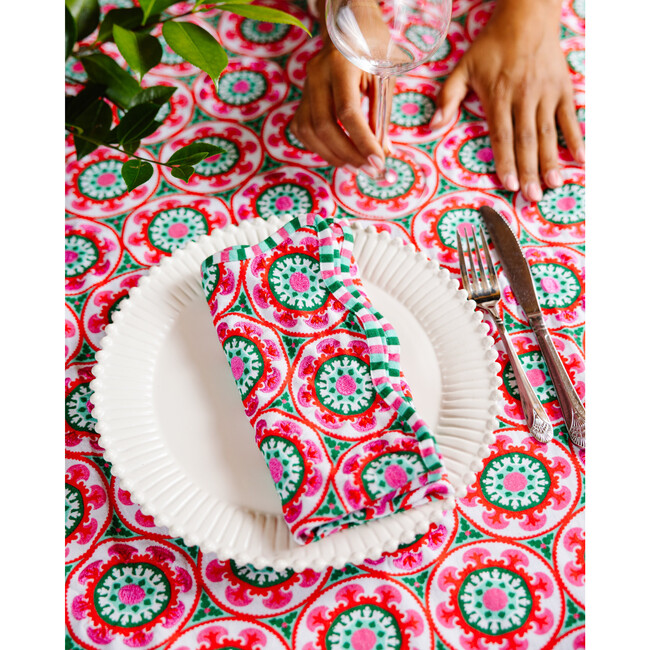 Suzani Napkins Set of 4, Green, Pink