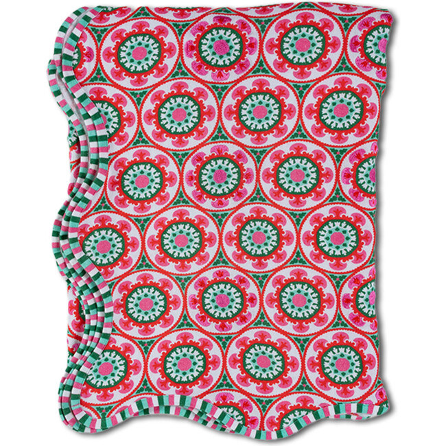 Suzani Tablecloth Large 72"x108", Green, Pink