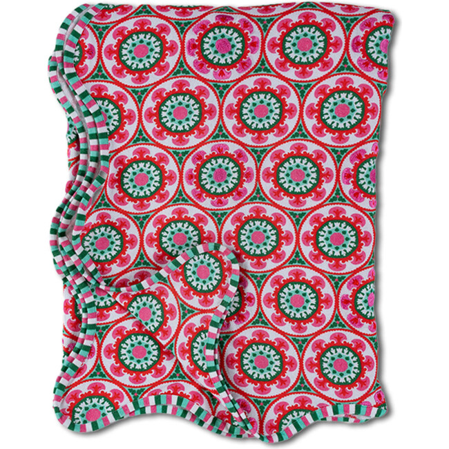 Suzani Tablecloth Regular 60"x90", Green, Pink - Tabletop - 3