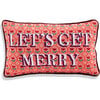 Let's Get Merry Needlepoint Pillow, Maroon, Red - Decorative Pillows - 1 - thumbnail