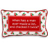 Check it Twice Needlepoint Pillow, Red, White - Decorative Pillows - 1 - thumbnail
