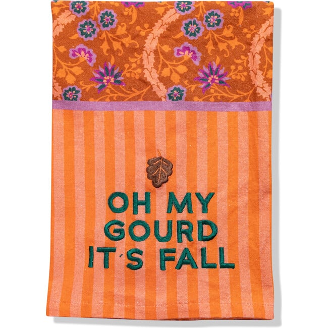 Oh My Gourd Dish Towel, Orange, Green