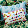 Merry & Bright Needlepoint Pillow, White, Pink, Rainbow - Decorative Pillows - 2 - thumbnail