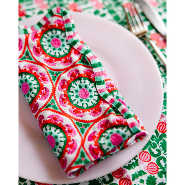 Suzani Napkins Set of 4, Green, Pink - Tabletop - 5