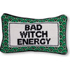 Bad Witch Energy Needlepoint Pillow, Green, Black - Decorative Pillows - 1 - thumbnail