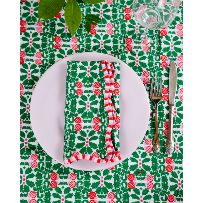 Pomegranate Napkins Set of 4, Green & Pink - Tabletop - 3
