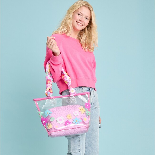 Puffy Flowers Clear Tote 2 Piece Set