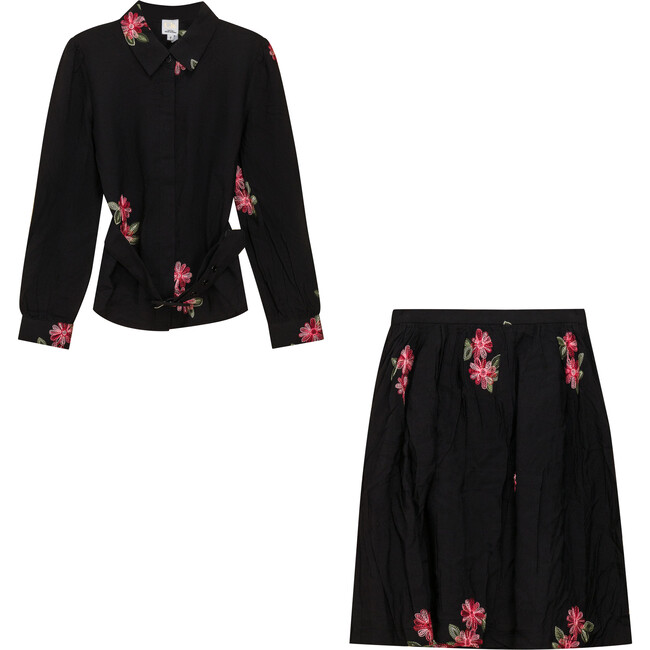 Woven Embroidered 2Pc Set Black