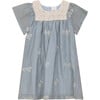 Flower Embroidered Dress Blue - Dresses - 1 - thumbnail