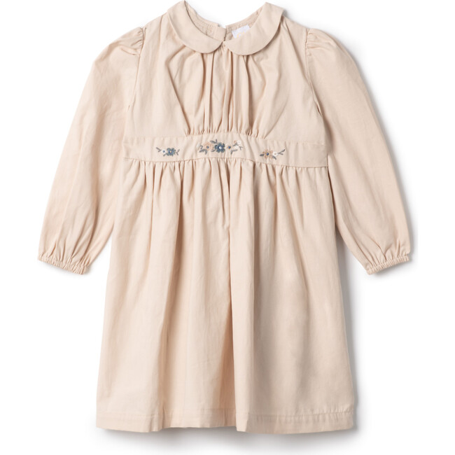 Floral Embroidered Dress Beige