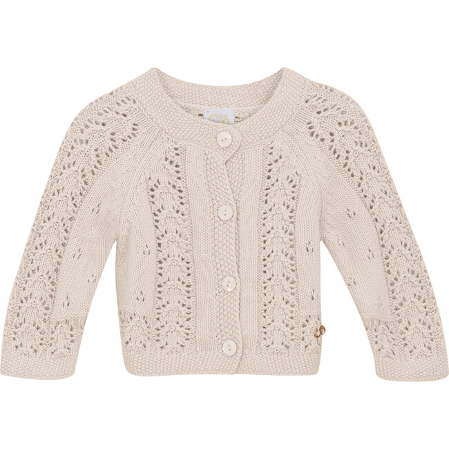 Garter Knit Cardigan Cream