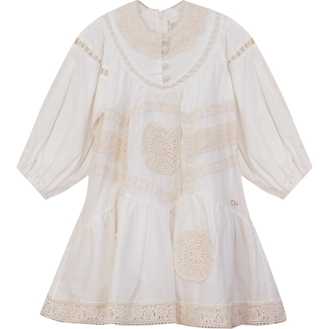 Woven Lace Dress Off White