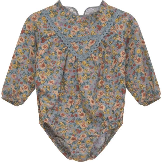 Floral Print Woven Bubble Blue Floral