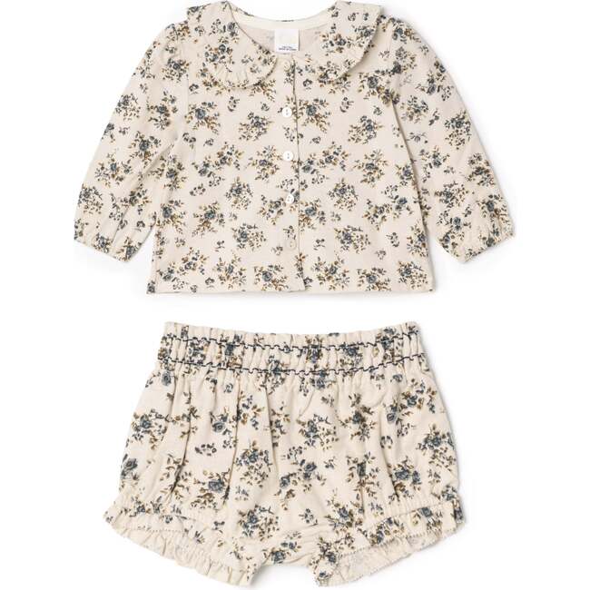 Flower Print Lace Set Cream - Mixed Apparel Set - 3