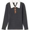 Multi Polo Rib Sweater Charcoal Mix - Sweaters - 1 - thumbnail