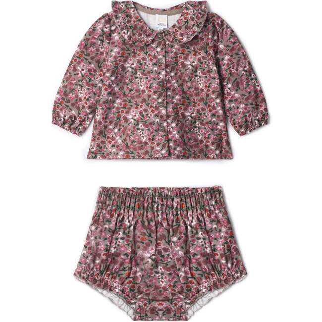 Flower Print Lace Set Grey