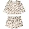 Flower Print Lace Set Grey - Mixed Apparel Set - 3
