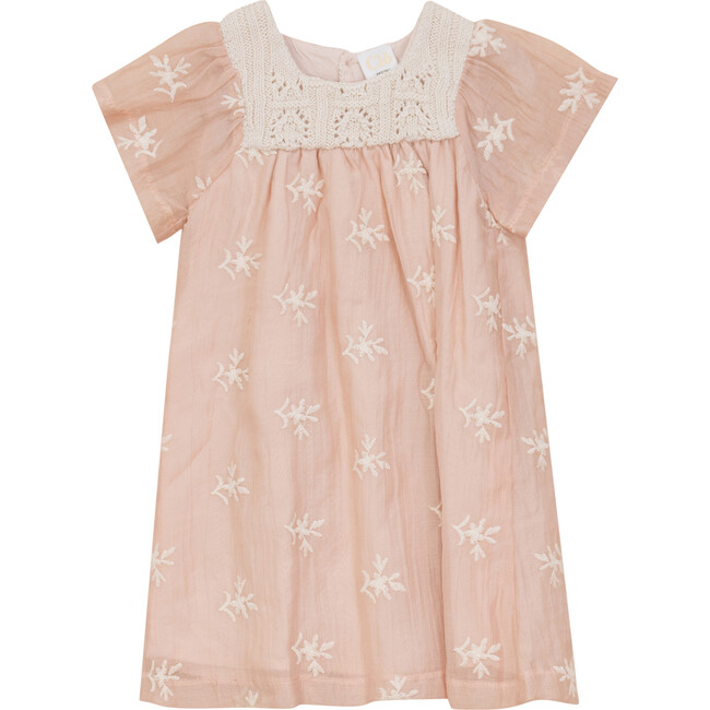 Flower Embroidered Dress Pink