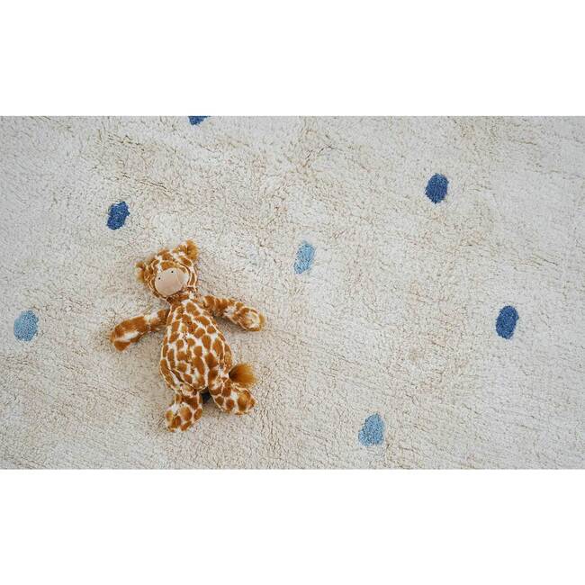 Dotted Washable Organic Cotton Rug, Blue - Rugs - 5