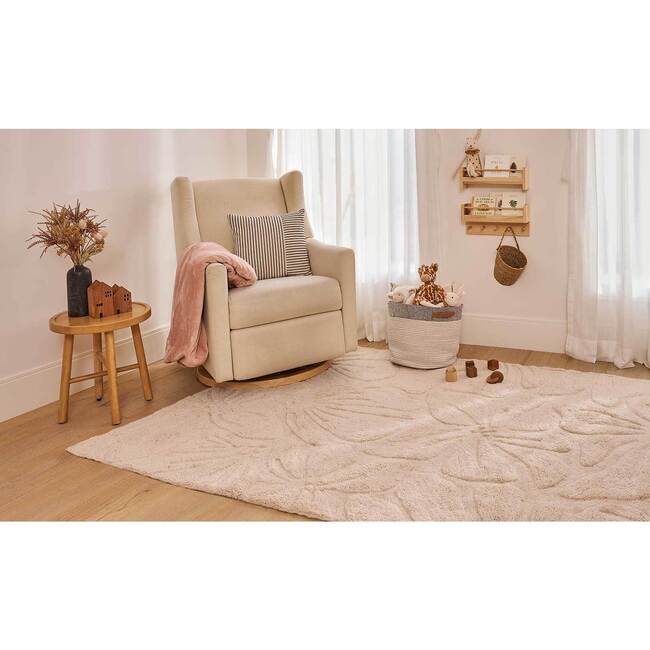 Floral Field Washable Wool Area Rug, Pink - Rugs - 3