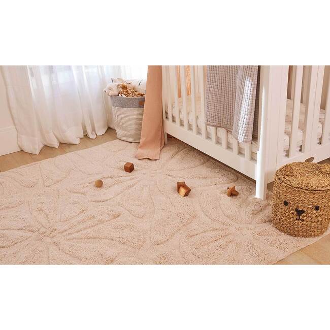 Floral Field Washable Wool Area Rug, Pink - Rugs - 4