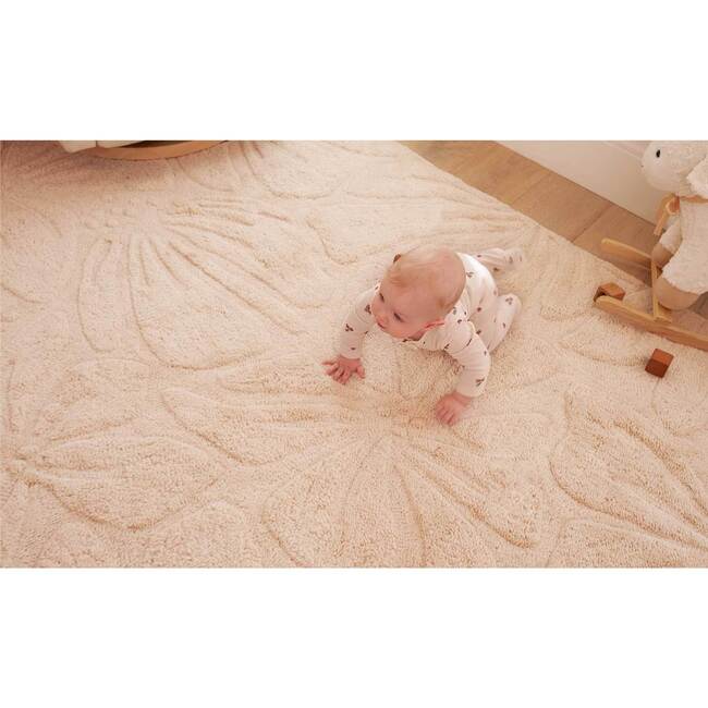 Floral Field Washable Wool Area Rug, Pink - Rugs - 5