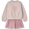 Girl Tulle Skirt and Jumper Set, Pink - Mixed Apparel Set - 1 - thumbnail