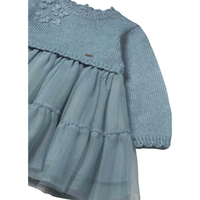 Baby Knit and Tulle Dress, Blue - Dresses - 3