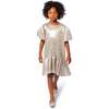 Balloon sleeve dress, Gold - Dresses - 2 - thumbnail