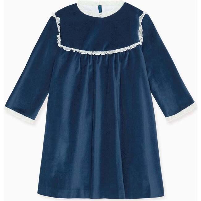 Blue Carolina Velvet Girl Empire Dress
