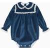 Blue Azura Velvet Baby Girl Romper - Rompers - 1 - thumbnail