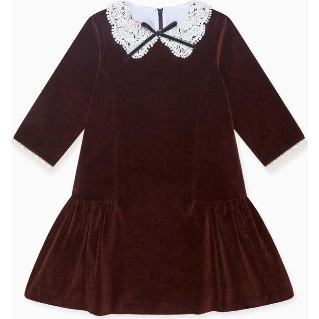 Chocolate Josefana Velvet Girl Drop Waist Dress