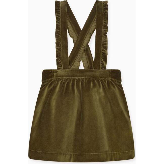 Green Reina Velvet Girl Pinafore Skirt