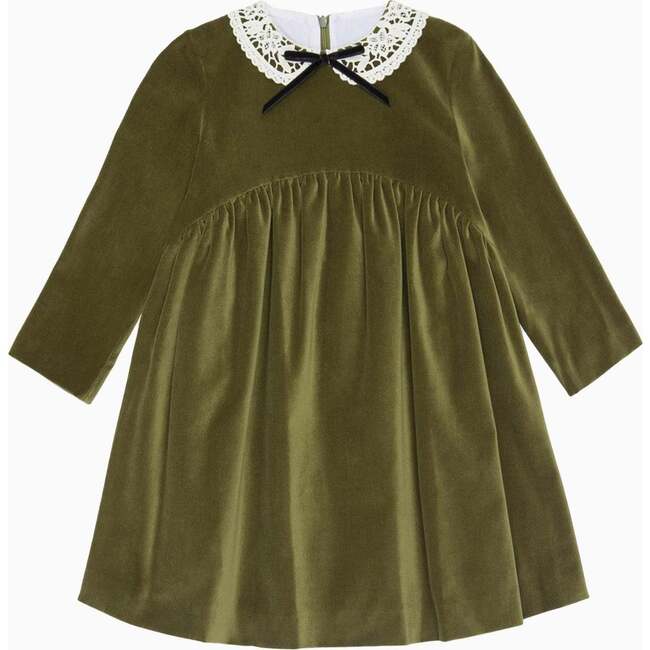 Green Antonella Velvet Girl Empire Dress