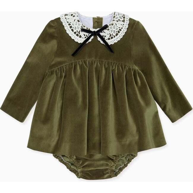 Green Antonella Velvet Baby Girl Set