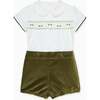 Green Bautista Velvet Baby Boy Hand-Smocked Set - Mixed Apparel Set - 1 - thumbnail