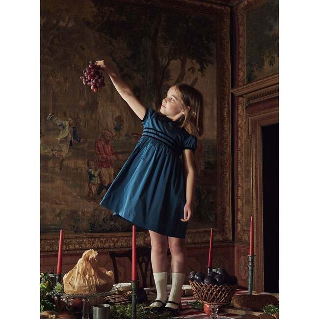 Petrol Blue Valentina Taffeta Girl Dress
