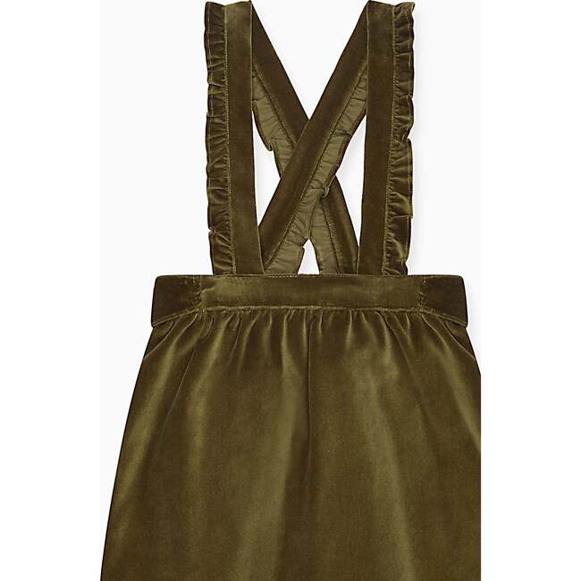 Green Reina Velvet Girl Pinafore Skirt