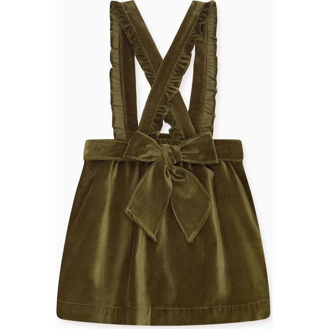 Green Reina Velvet Girl Pinafore Skirt - Skirts - 3