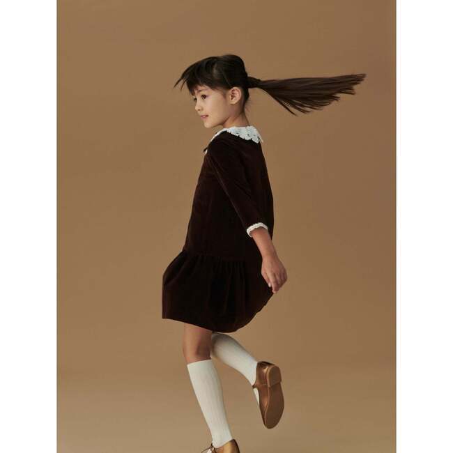 Chocolate Josefana Velvet Girl Drop Waist Dress