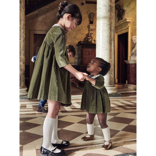 Green Antonella Velvet Baby Girl Set