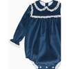 Blue Azura Velvet Baby Girl Romper - Rompers - 3