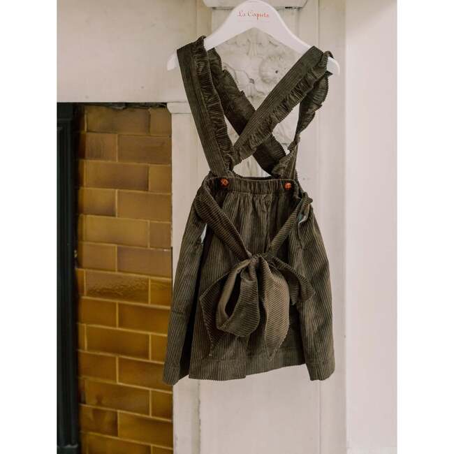 Green Reina Velvet Girl Pinafore Skirt - Skirts - 4