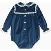 Blue Azura Velvet Baby Girl Romper - Rompers - 4