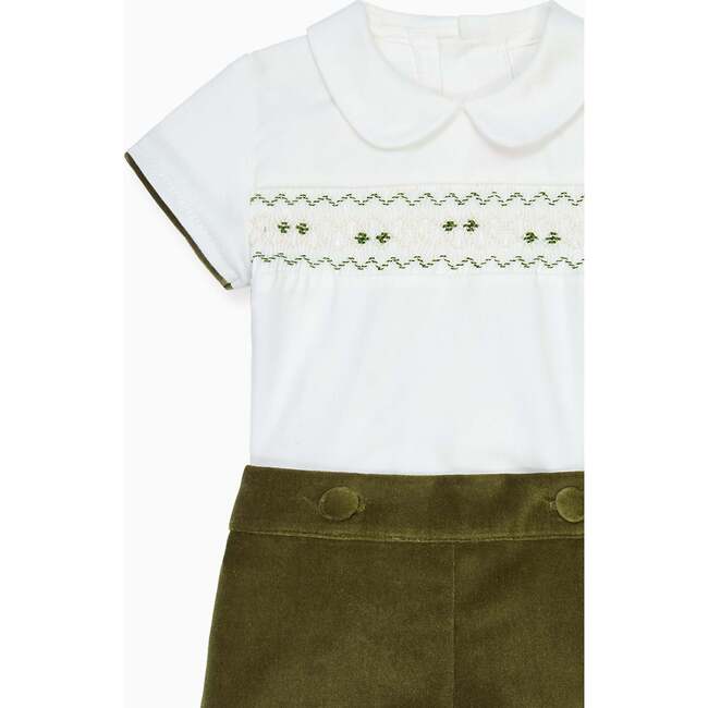 Green Bautista Velvet Baby Boy Hand-Smocked Set - Mixed Apparel Set - 3