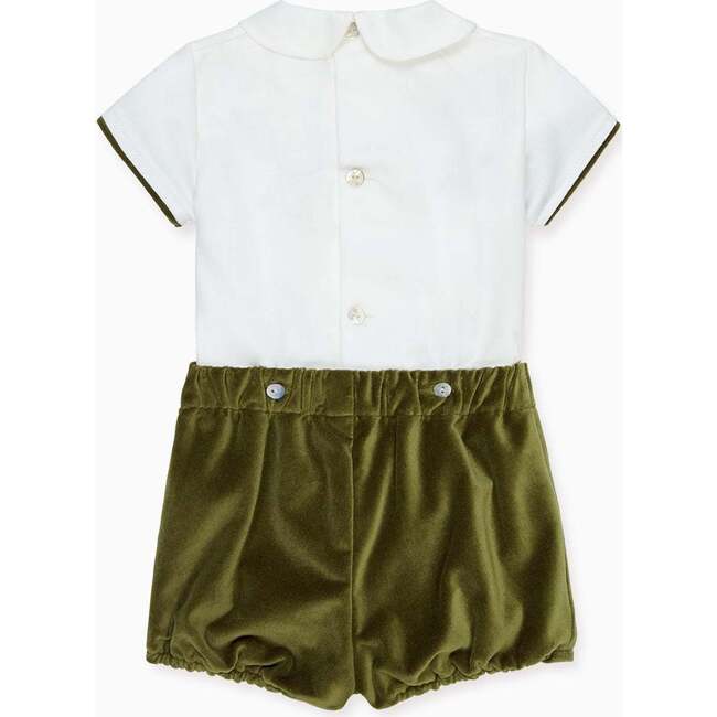 Green Bautista Velvet Baby Boy Hand-Smocked Set - Mixed Apparel Set - 4