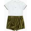 Green Bautista Velvet Baby Boy Hand-Smocked Set - Mixed Apparel Set - 4