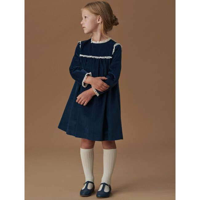 Blue Carolina Velvet Girl Empire Dress - Dresses - 5